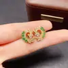 Aretes de Esmeralda Natural Transfronterizos Accesorios, Estilo de Nicho de Gama Alta, Joyería de Plata 925, Ventas Directas de Fábrica de Joyería 2*2 Incrustado