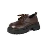 Mocasines de Plataforma de Moda para Mujer Otoño/Invierno 2026 Nuevos Versátiles Estilo Retro Británico Punta Redonda Aumentan la Altura Zapatos Pequeños de Piel