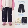 Calça Jeans Infantil Jellybaby Calça Infantil 2026 Outono Nova Calça Casual Bordada Calça Reta para Bebê
