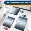 Juego de alfombrillas de baño de cachemir sintético a rayas degradadas, que incluye una alfombrilla de baño, una alfombrilla para el suelo del baño y una alfombrilla de entrada, todas ellas absorbentes, antideslizantes, resistentes a las manchas y fáciles de limpiar