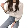 Elegante Camisa de Manga Larga para Mujer Primavera y Otoño 2026 Nuevo Estilo Coreano Suelta y Suave con Diseño Único