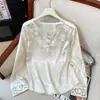 Garantía de Calidad Camisa de Seda Real Reductora de Edad para Mujer Estilo Nuevo Primavera y Otoño Top Elegante Estilo Chino Nuevo Camisa de Temperamento Pequeña Camisa