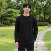 Camiseta Masculina de Manga Longa em Liocel com Forro de Fleece, Espessa, Top Quente para Outono/Inverno, Camisa Versátil da Moda para Jovens, Camada Base De Rong