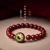 2025 Ano da Serpente, Ano Zodiacal, Pulseira de Cinnabar Bagua Tai Chi, Pulseira de Areia Dourada Roxa, Joia Presente para Casal Taoísta Homens e Mulheres
