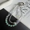 Elegante Cadena para Teléfono de Doble Capa con Mariposa de Perlas y Pedrería de Cristal, Llavero y Colgante de Bolso de Lujo Ligero Exquisito al por Mayor