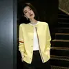 Nuevo cárdigan de punto casual suelto a rayas con cuello redondo estilo coreano para mujer, nuevo abrigo versátil de un solo botón ajustado para otoño e invierno