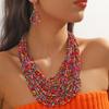 Collar de cuentas de arroz hecho a mano, gran oferta de Amazon, recién llegado, cadena de lana colorida para damas, collar de moda exagerado y distintivo.