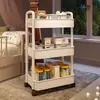 Carrinho de Armazenamento Versátil com Vários Níveis - Plástico Branco, Perfeito para Organização de Cozinha, Banheiro e Quarto