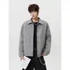 En stock: Otoño 2026 nuevo estilo moda casual para hombre talla grande chaqueta con solapa con líneas de color contrastante y textura tejida