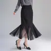Falda midi de malla de lunares estilo sirena para mujer, nueva colección otoño/invierno 2026, de cintura alta, estiliza la figura y se ajusta al cuerpo, moderna y versátil
