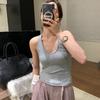 Hers# Pescoço pendurado em forma de I Camisola Colete Feminino Confortável Respirável Cobertura Parm-leite Fio Algodão Meninas Jaqueta Micro-negócio Explosões