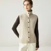 Chaleco cárdigan de cachemira para mujer sin cuello, de doble capa, engrosado, adecuado para usar en capas, nuevo estilo otoño e invierno, prenda exterior suave y amigable con la piel