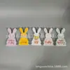 Enfeites Decorativos de Madeira de Páscoa Pingente Espessura 1,5cm Conjunto de Coelho Impressão Contínua Fita de Laço em Inglês