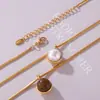 Collar Colgante de Perlas y Piedras Naturales Estilo Retro Coreano Estilo Chanel Moda de Corea del Sur Geométrico Acero de Titanio Collar para Clavícula para Mujeres