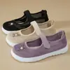 Sapatos Femininos de Verão Vazados Respiráveis Sapatos para Mães de Meia-idade Forma Larga Não Apertam os Pés Não Beliscam os Pés Sapatos para Idosos Flats Sapatos Bordados