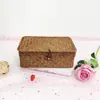 Directamente del fabricante: Caja de Almacenamiento Rectangular de Mimbre Tejido Vintage para Escritorio, Caja de Regalo Estilo Occidental, Caja de Regalo para el Festival de Mediados de Otoño