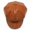 Sombrero Octagonal de Cuero PU Moderno de Otoño e Invierno Boina para Exterior a Prueba de Viento Cálido Sombrero para el Sol Sombrero con Visera Casual a la Moda