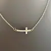 Moda Europea y Americana Versátil Collar con Colgante de Cruz Dorado y Plateado para Hombres y Mujeres Cadena de Personalidad de Nicho