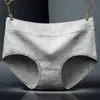 Ropa interior blanca para mujer de cintura media talla grande Ropa interior de algodón puro para mujer de cintura media de algodón puro de color liso Bragas chica rellenita Estudiantes