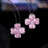 Estilo Dulce y Fresco, Pendientes de Trébol de la Suerte con Forma de Corazón de Circonita de Lujo Ligero, Diseño de Nicho, Versátiles para el Trabajo, Pendientes de Alta Gama