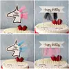 Ano do Cavalo Venda por Atacado Franja Unicórnio Cavalo Banner Feliz Aniversário Topper de Bolo Decoração de Festa para Assar Cartão de Inserção