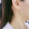 Pendientes de círculo grande 2024 Nuevo Corea del Sur Celebridad de Internet elegantes exagerados personalidad brillantes lisos pendientes de aguja de plata articulación de bambú
