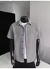 Camisa Masculina de Manga Curta Padrão Espinha de Peixe 2026 Verão Retro Americano Estilo Old Money Marca Tendência Despojado Legal Tamanho Plus Size Camisa Casual