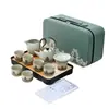 Juego de Té de Viaje Cerámica Huang Ru Cultural y Creativo para Hogar Exterior Portátil Gaiwan Taza de Té Tetera Regalo Souvenir