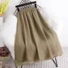 Falda de Organza para Mujer, Nueva Falda Midi Estilo Coreano de Verano de Cintura Alta Adelgazante con Bolsillos y Dobladillo Acampanado