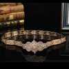 Cinto Caucasiano Feminino Joias de Casamento Fivela de Metal Comprimento Ajustável Corrente de Cintura Vintage Dourada com Pedra Cinto