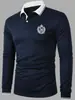 Roupa Masculina Shanggu Comércio Exterior Transfronteiriço Camisa Polo Estampa da Moda Tendência Europeia e Americana Solta Masculina Manga Longa Casual
