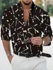 Camisas para hombre transfronterizas, camisas de bloques de color, ropa nueva de moda para hombre, camisas de manga larga para primavera y otoño, estampado digital 3D, tallas grandes