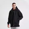 Sudaderas Harajuku de Comercio Exterior para Hombre y Mujer Sudaderas con Cremallera Retro de Manga Larga Oversize Sudaderas Negras con Capucha en Stock