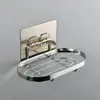 Suporte de Sabonete Dupla Camada Extra Grande Sem Furos de Aço Inoxidável Rack de Armazenamento de Parede para Banheiro Saboneteira