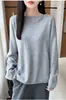Nuevo Otoño e Invierno 100% Lana Semi-Transparente Encaje Un Hombro Suéter de Punto Holgado Perezoso para Mujer Manga Larga