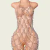 Vestido de Cuerpo con Borlas de Pedrería de Alta Resistencia de Fábrica AYJ para Chicas Calientes Europeas y Americanas, Atuendo Sexy de Fiesta en Discoteca y Performance