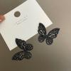 Pendientes de mariposa negra con circonita 925 de lujo, elegantes y de estilo frío, de alta gama.