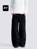 Calças Cargo Largas de Cintura Alta para Homens e Mulheres, Perna Larga, com Pregas, Bolsos Grandes, Estilo Retrô, Casuais da Moda
