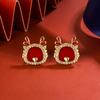 Pendientes de botón rojos de Año Nuevo de Dragón para mujer, retro, lindo y pequeño dragón 2024, populares para otoño e invierno, temperamento único de alto grado
