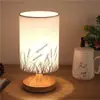 Lámpara de mesa creativa hecha a mano con flores secas en relieve, luz nocturna, lámpara de mesita de noche para dormitorio, lámpara de ambiente para hotel y casa de huéspedes, lámpara de lino