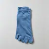 Meias masculinas de cinco dedos leves para o verão, antibacterianas e anti-pilling, meias de algodão com dedos separados, meias de corrida respiráveis e absorventes de suor para panturrilha média