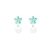 Aretes de Flor de Ojo de Gato Azul y Perla para Mujer, Aretes de Lujo Ligero de Nicho de Alta Gama, Aretes Elegantes y Frescos para el Trabajo
