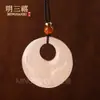 Colgante de Buda de Jade Afgano Rosa de Raíz de Loto Tipo Hielo Natural, Collar de Buda de Jade Amuleto de Paz, Colgante de Jade