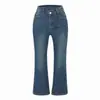 Jeans Rectos para Mujer Estilo Coreano que Alargan las Piernas y Realzan las Caderas, Novedad Otoño 2026, Botón Irregular Inclinado, Jeans de Mezclilla Adelgazantes de Cintura Alta