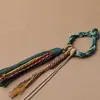 Xizang DIY Cuerda de Algodón Enrollada a Mano Colgante de Borla Anillo de Borla Colgante Borla Colorida Llavero de Borla Joyería para Bolsos