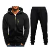Conjunto de suéter y cárdigan con capucha para hombre, estilo informal, deportivo y fitness, de jacquard, para las cuatro estaciones