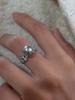 Anillo de perla Shijia de plata esterlina S925 con borde de circón de lujo ligero, anillo de dedo de temperamento de alta gama con apertura de anillo de dedo de comida