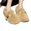 Zapatos planos peludos estilo francés para mujer, adecuados para otoño e invierno, nuevo modelo 2026 zapatos Mary Jane peludos slip-on, zapatos de algodón afelpado
