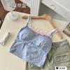Verão Garota Quente Renda Estampada Laço Colete Íntimos Envolvimento no Peito Base Camiseta Regata Slim Tubinho Feminino