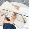 Gafas de miopía con montura grande de metal, estilo coreano, a la moda, con montura antiazul y diseño poligonal para mujer.